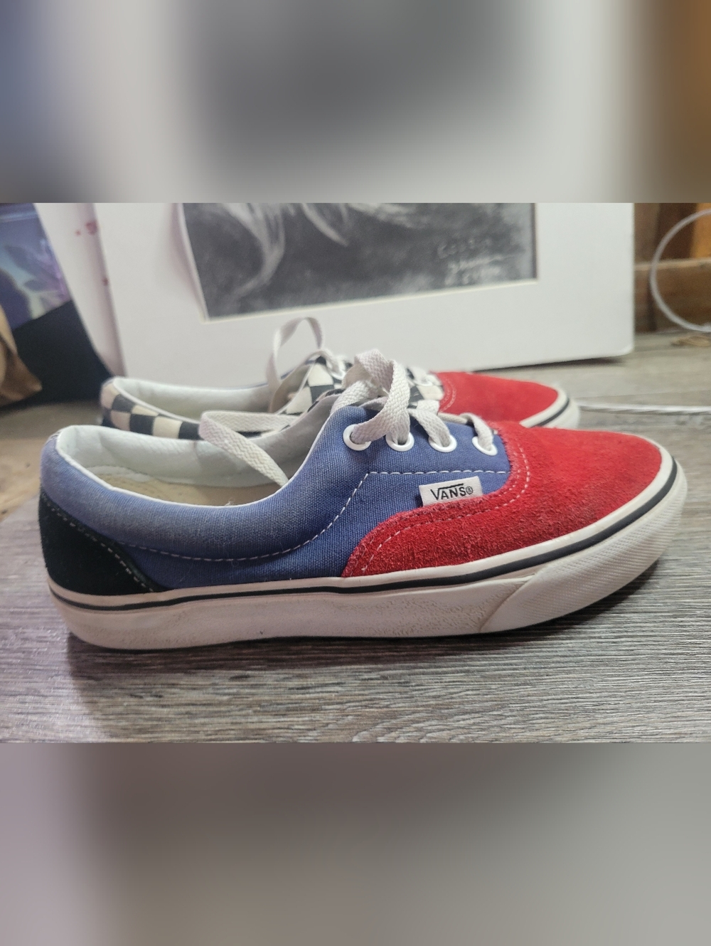 Vans Multicolor Low-Top Lace-Up Sneakers in Red/Blue/Black Mens 4.5 Womans 6